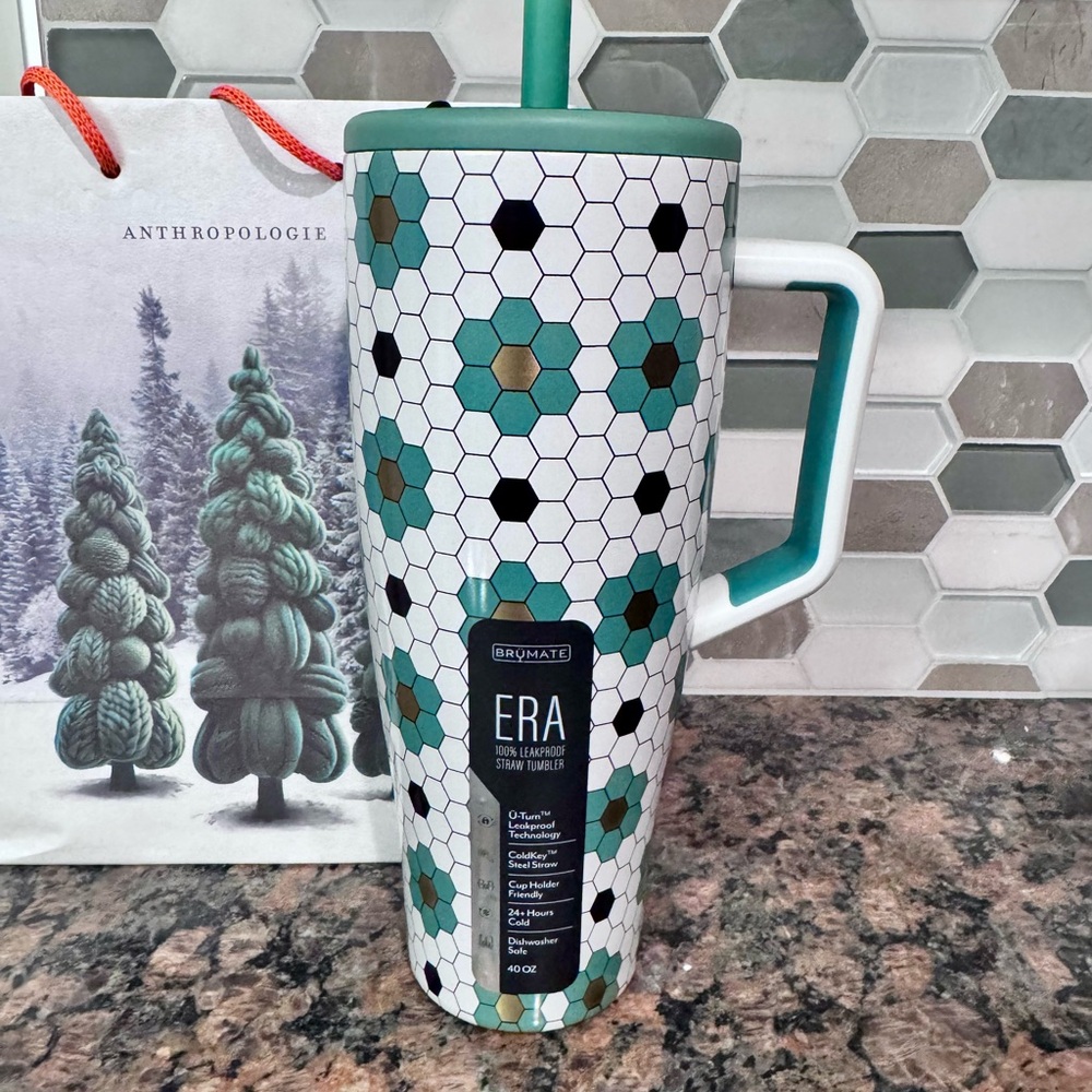 40oz Brümate x Anthropologie Era Straw Tumbler, Green Ground